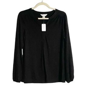 Christopher & Banks Black V-Neck Blouse S